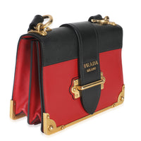Prada Red Black City Calfskin Saffiano Cahier Bag Handbag pv