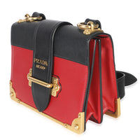 Prada Red Black City Calfskin Saffiano Cahier Bag Handbag sv