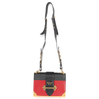 Red Black City Calfskin Saffiano Cahier Bag