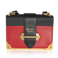 Red Black City Calfskin Saffiano Cahier Bag