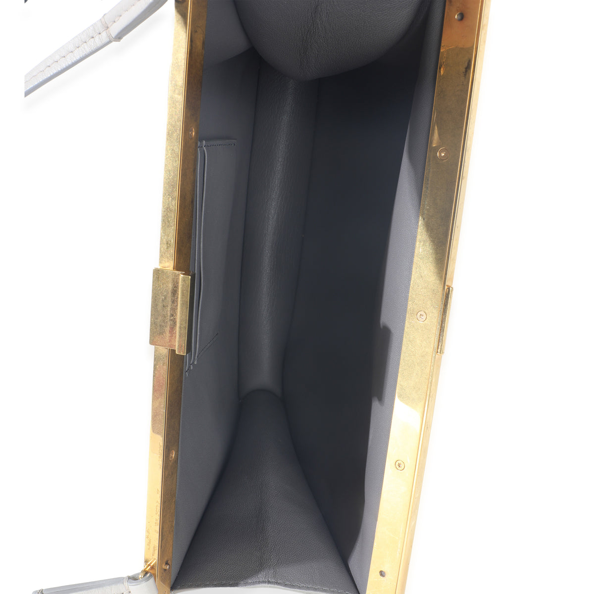 Light Grey Smooth Calfskin Mini Clasp Bag