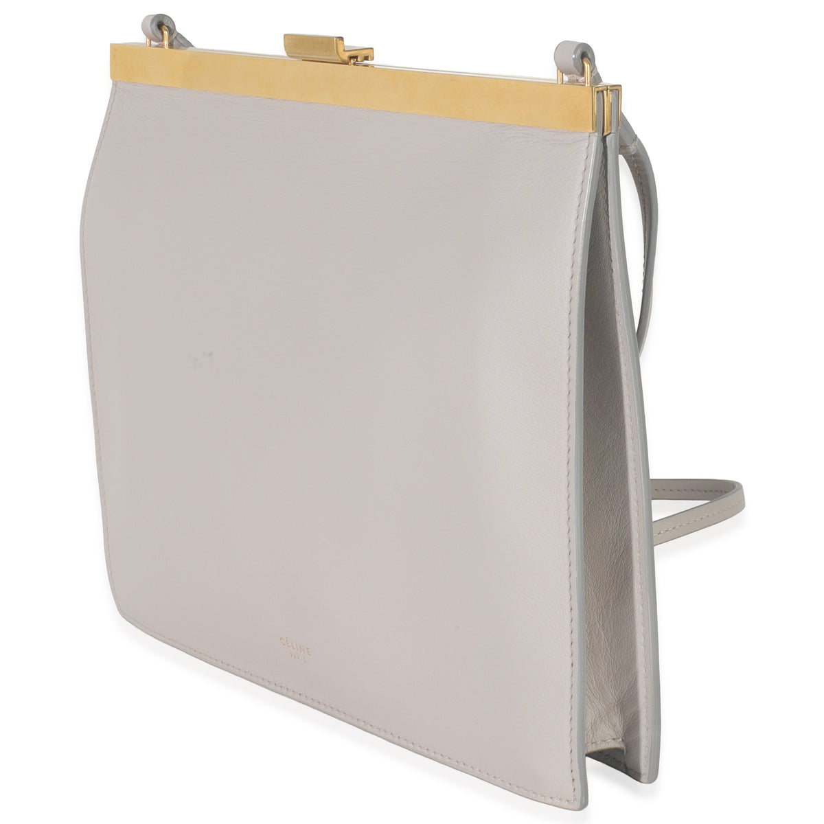 Light Grey Smooth Calfskin Mini Clasp Bag