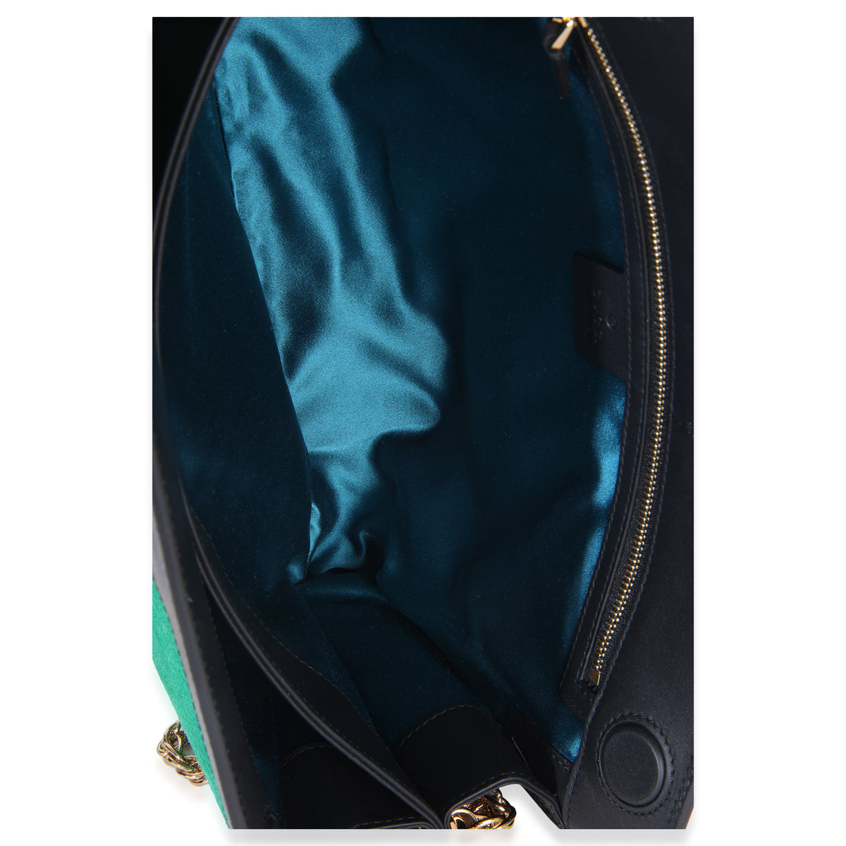 Green Suede Patent Web Medium Ophidia Chain Shoulder Bag