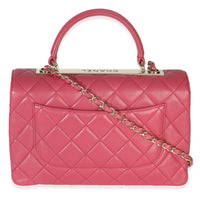 Pink Quilted Lambskin Medium Trendy CC Flap Dual Handle Bag