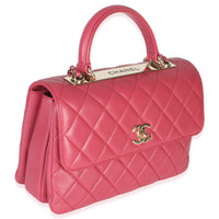 Pink Quilted Lambskin Medium Trendy CC Flap Dual Handle Bag