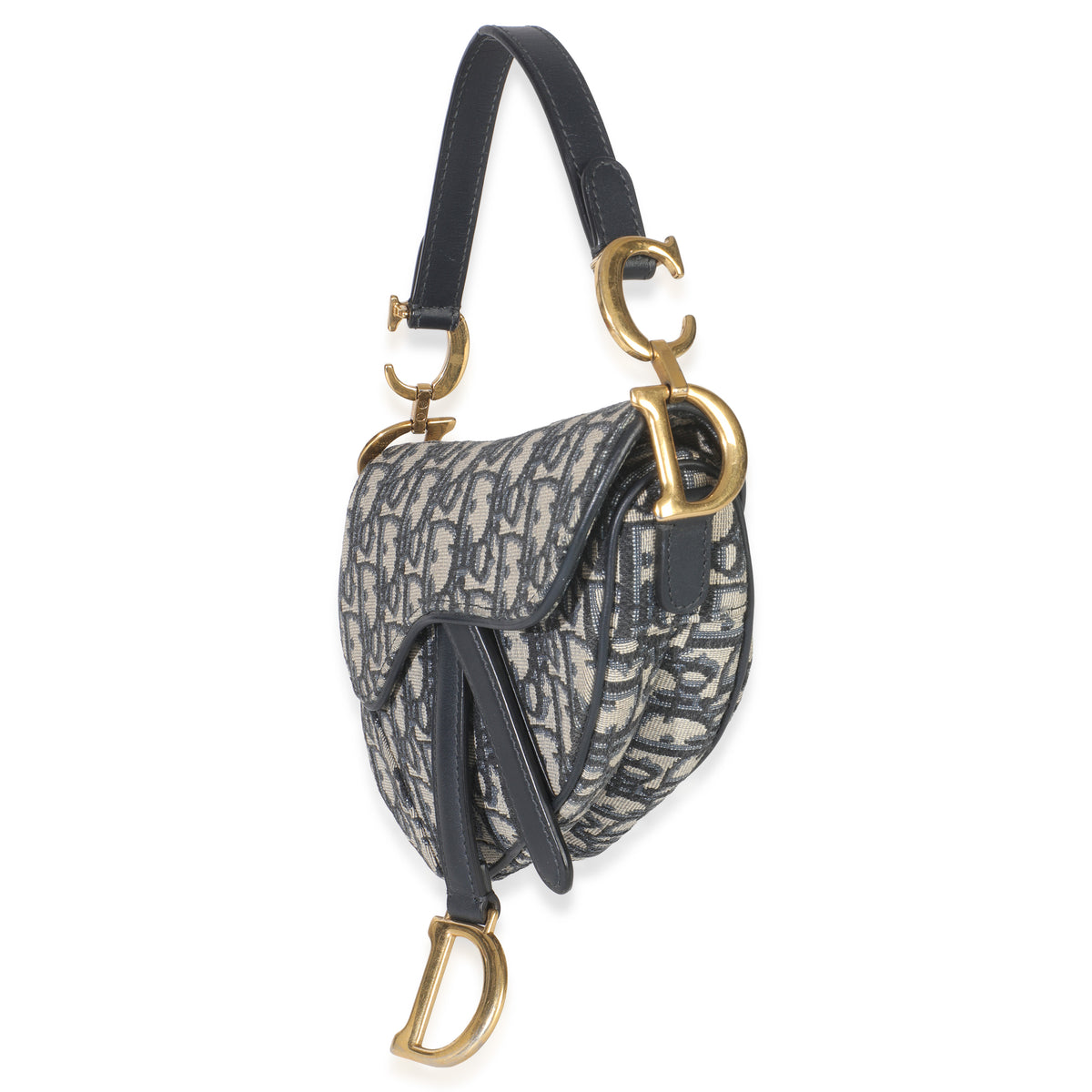 Christian Dior Navy Oblique Mini Saddle Bag Handbag sv
