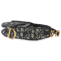 Christian Dior Navy Oblique Canvas Mini Saddle Bag Handbag box