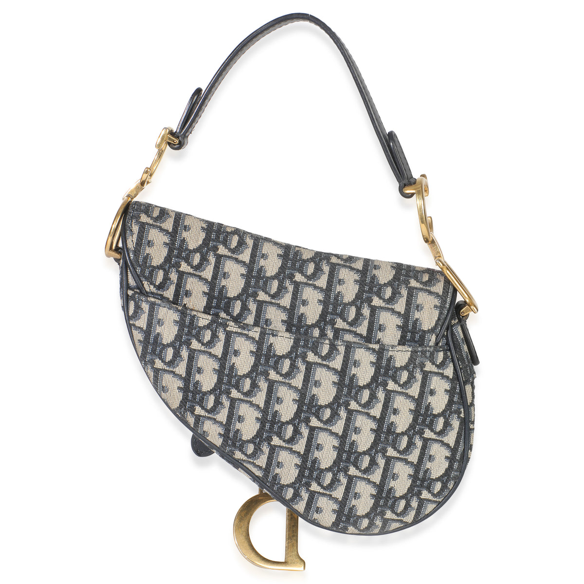 Christian Dior Navy Oblique Canvas Mini Saddle Bag Handbag bv