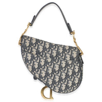 Christian Dior Navy Oblique Canvas Mini Saddle Bag Handbag bv