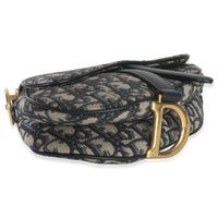 Christian Dior Navy Oblique Canvas Mini Saddle Bag Handbag clasp