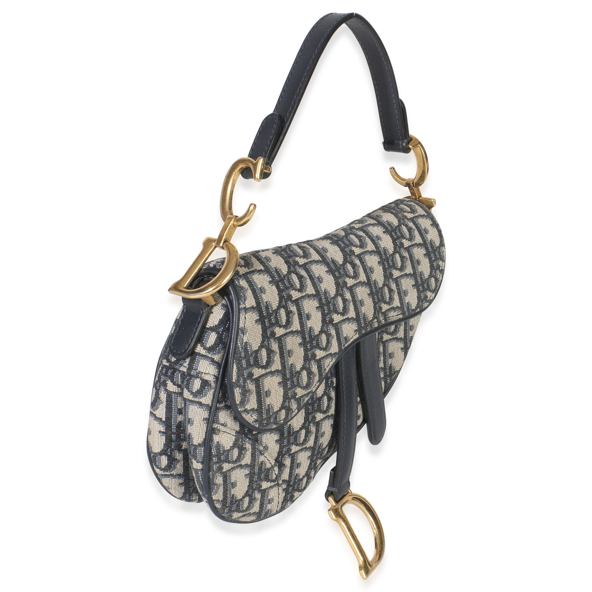 Christian Dior Navy Oblique Canvas Mini Saddle Bag Handbag pv