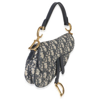 Christian Dior Navy Oblique Canvas Mini Saddle Bag Handbag pv