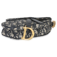 Christian Dior Navy Oblique Canvas Mini Saddle Bag Handbag stamp