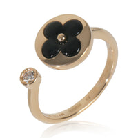 Louis Vuitton Yellow Gold Onyx and Diamond Color Blossom Mini Sun Ring bv