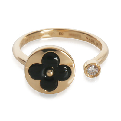 Louis Vuitton Yellow Gold Onyx and Diamond Color Blossom Mini Sun Ring fv