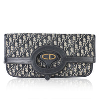 Navy Oblique Canvas Fold Over Clutch