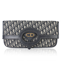 Navy Oblique Canvas Fold Over Clutch