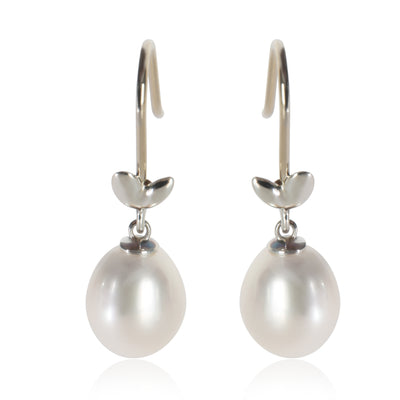 Tiffany & Co. Sterling Silver Pearl Paloma Picasso Olive Leaf Earrings fv