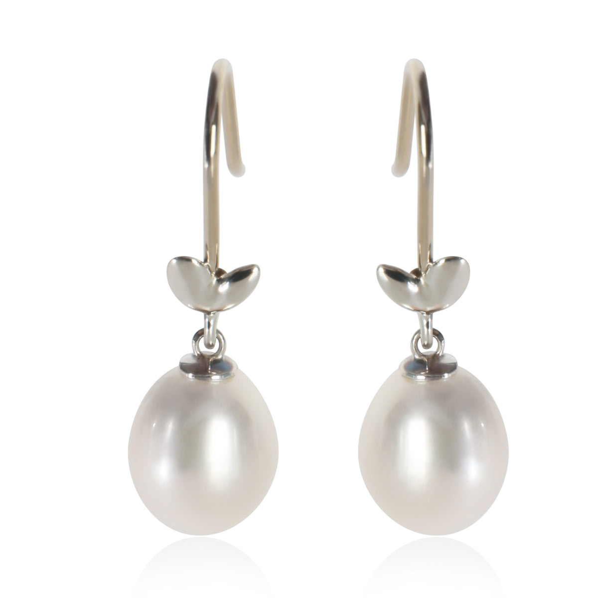 Tiffany & Co. Sterling Silver Pearl Paloma Picasso Olive Leaf Earrings fv