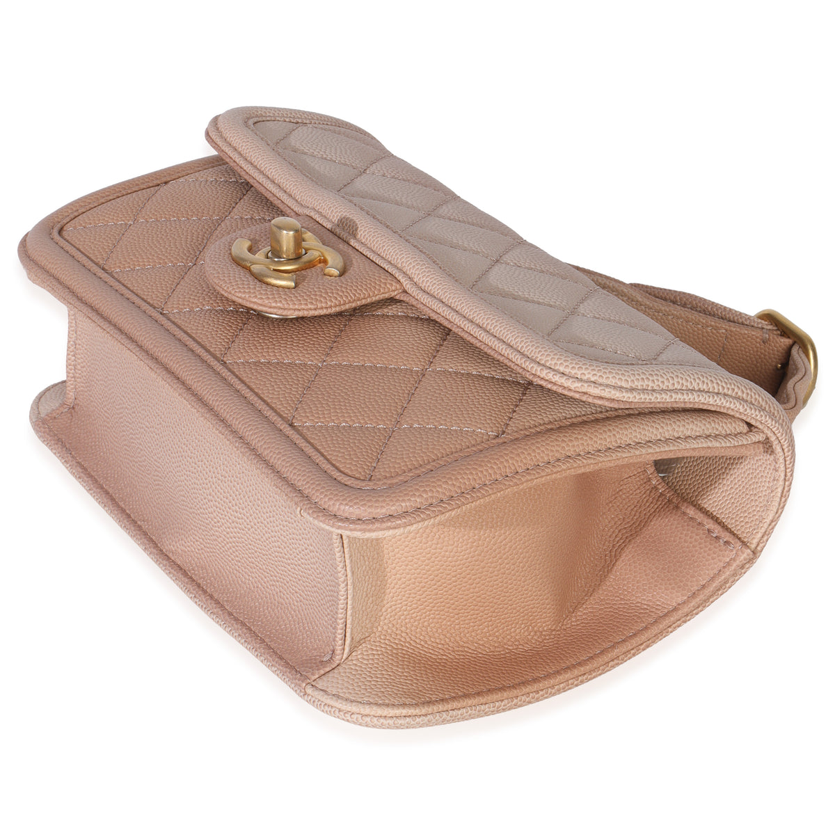 Chanel Beige Quilted Ombre Caviar Small Sunset On The Sea Belt Bag Handbag box