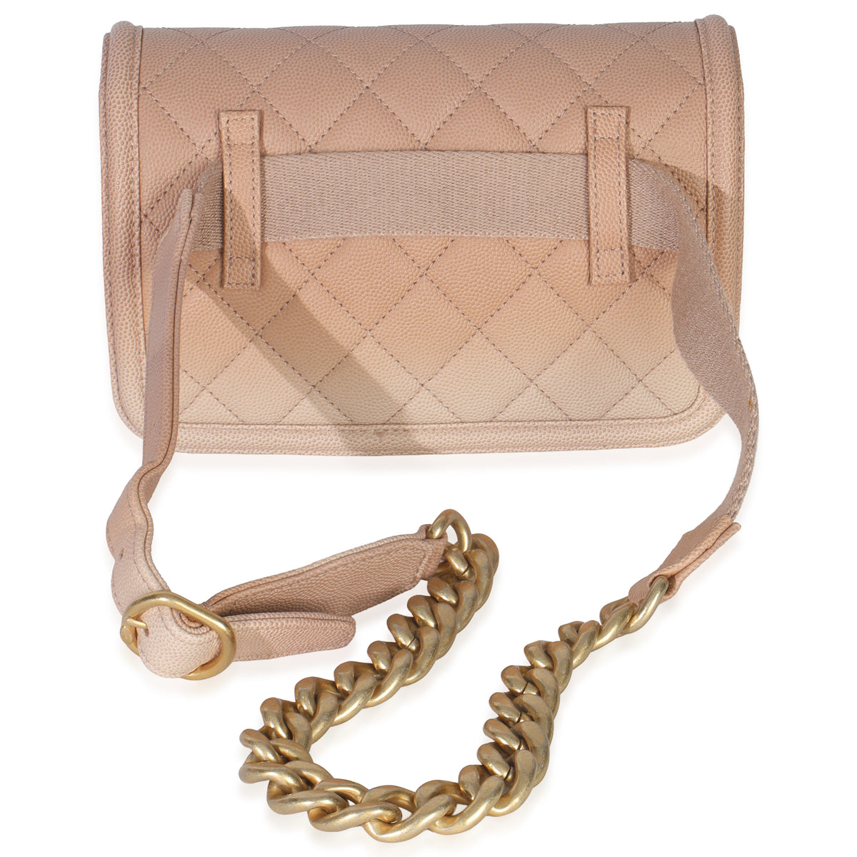 Chanel Beige Quilted Ombre Caviar Small Sunset On The Sea Belt Bag Handbag bv