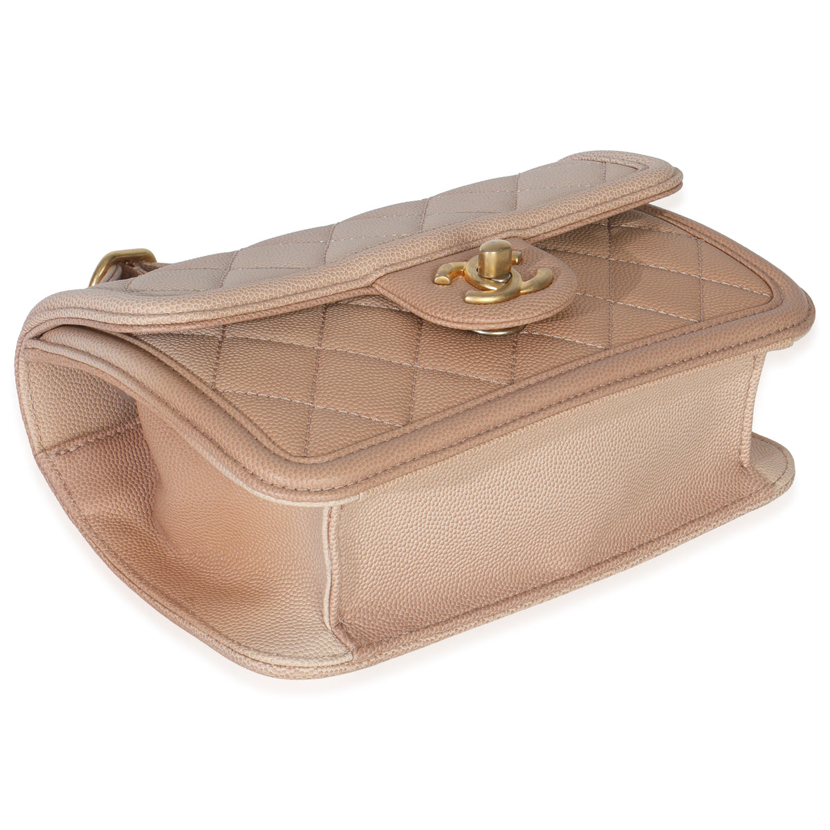 Chanel Beige Quilted Ombre Caviar Small Sunset On The Sea Belt Bag Handbag clasp