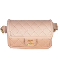 Chanel Beige Quilted Ombre Caviar Small Sunset On The Sea Belt Bag Handbag fv