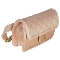 Chanel Beige Quilted Ombre Caviar Small Sunset On The Sea Belt Bag Handbag pv