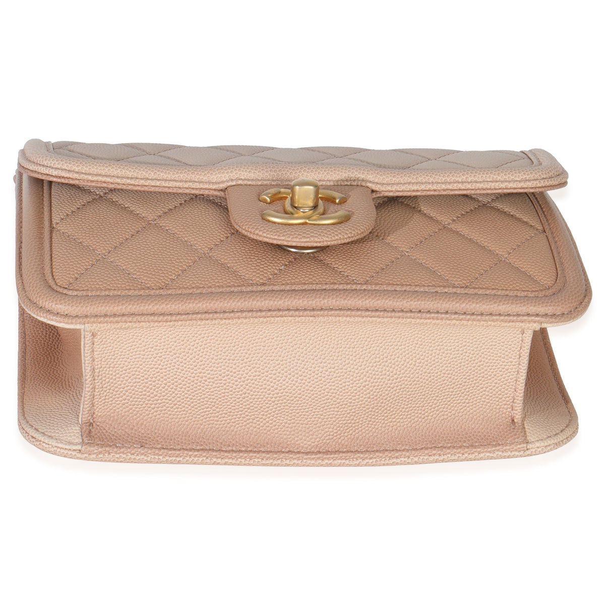 Chanel Beige Quilted Ombre Caviar Small Sunset On The Sea Belt Bag Handbag stamp