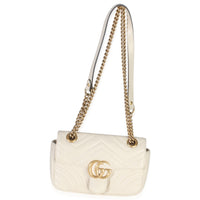 Gucci White Matelasse Calfskin Small GG Marmont Shoulder Bag Handbag ad2