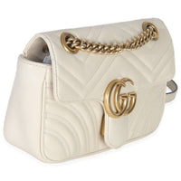 Gucci White Matelasse Calfskin Small GG Marmont Shoulder Bag Handbag bv