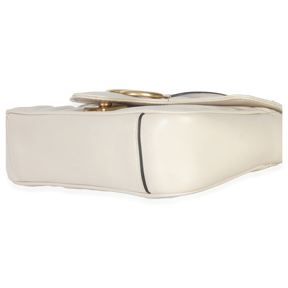 Gucci White Matelasse Calfskin Small GG Marmont Shoulder Bag Handbag clasp