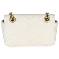 Gucci White Matelasse Calfskin Small GG Marmont Shoulder Bag Handbag stamp