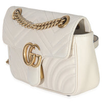Gucci White Matelasse Calfskin Small GG Marmont Shoulder Bag Handbag sv