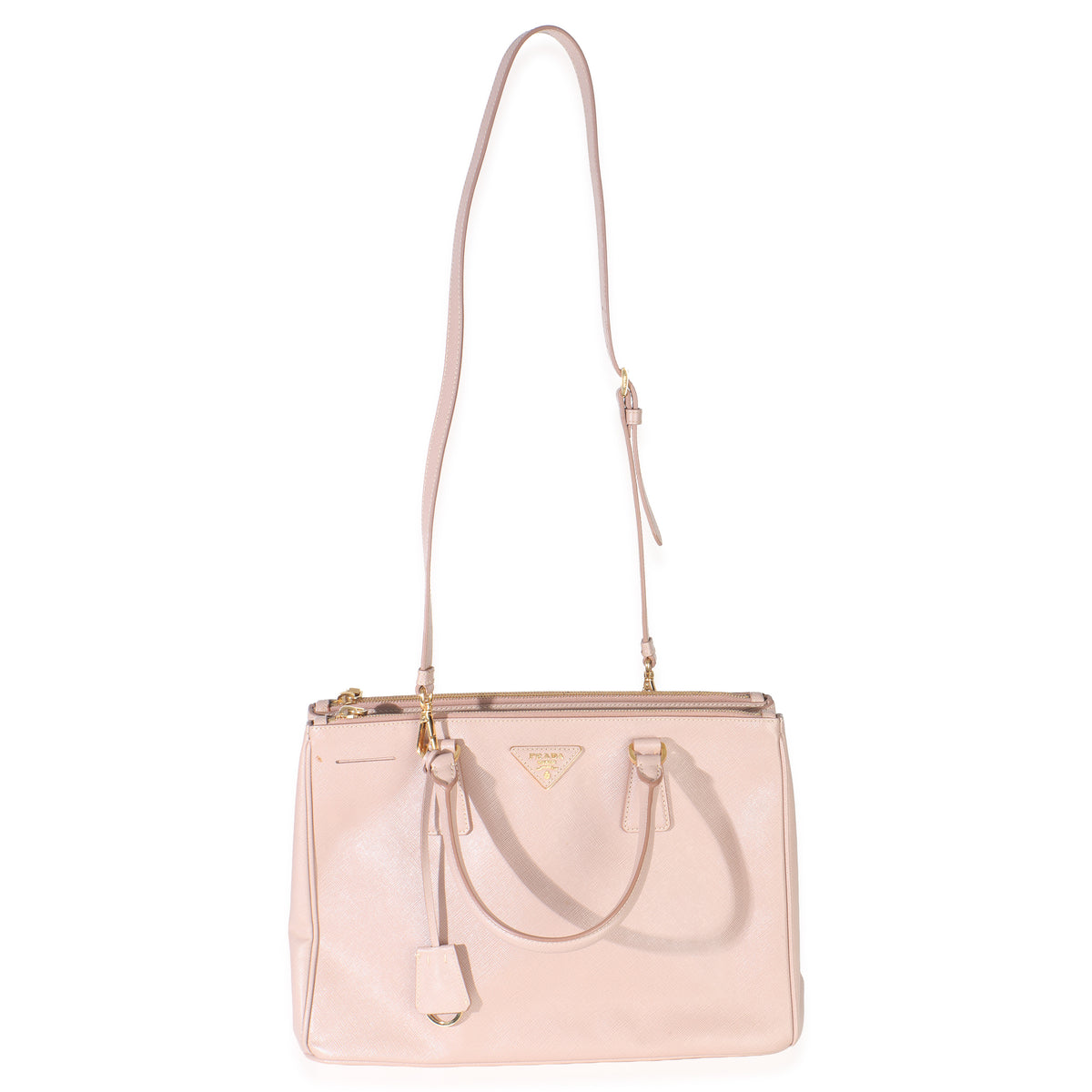 Beige Saffiano Lux Galleria Medium Double Zip Tote