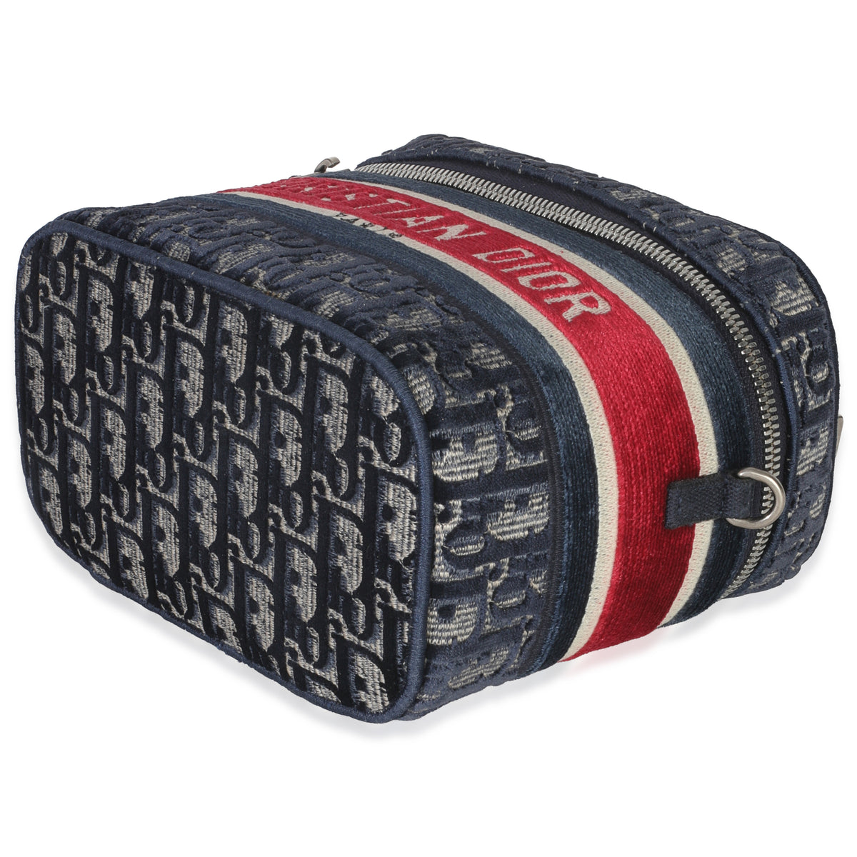 Christian Dior Blue Red Velvet Oblique Diortravel Vanity Case Handbag box