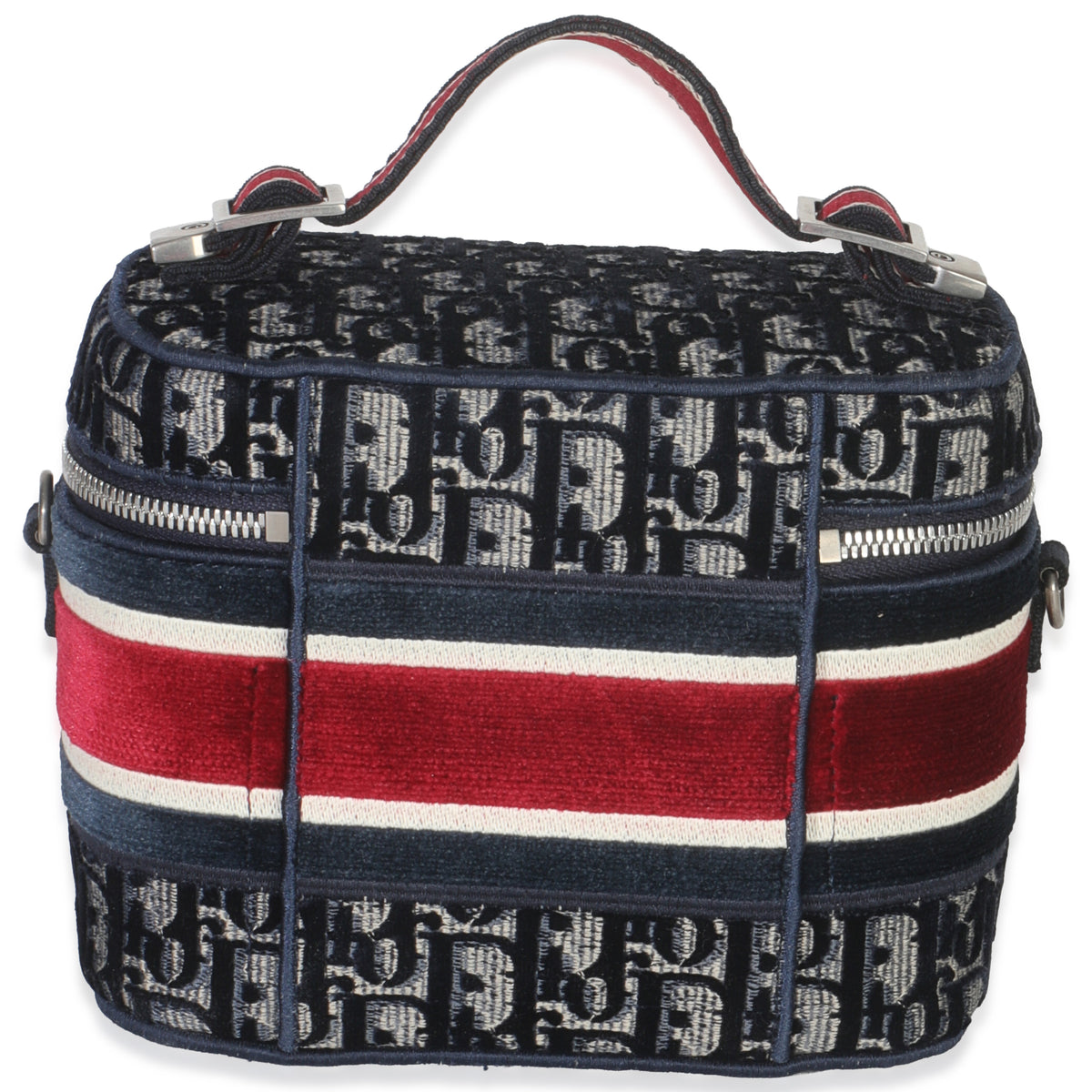 Christian Dior Blue Red Velvet Oblique Diortravel Vanity Case Handbag bv