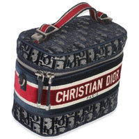 Christian Dior Blue Red Velvet Oblique Diortravel Vanity Case Handbag pv