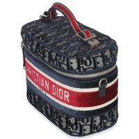 Christian Dior Blue Red Velvet Oblique Diortravel Vanity Case Handbag sv