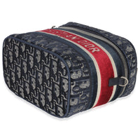Christian Dior Blue Red Velvet Oblique Diortravel Vanity Case Handbag box