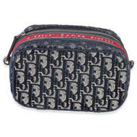 Christian Dior Blue Red Velvet Oblique Diortravel Vanity Case Handbag stamp
