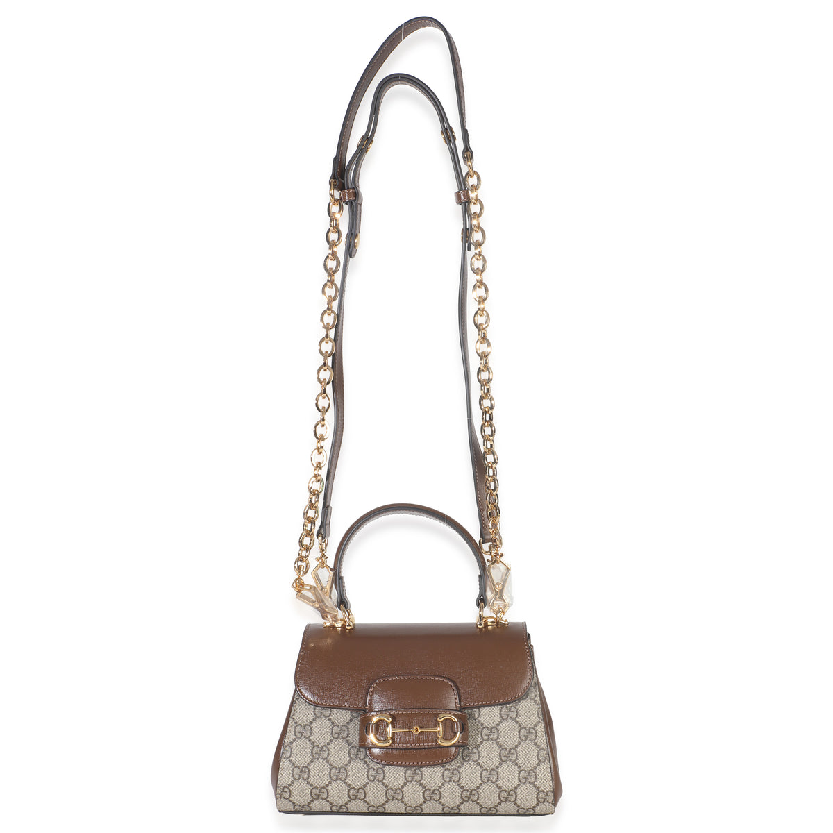 Gucci Beige GG Supreme Monogram Calfskin Mini Horsebit 1955 Top Handle Bag Handbag av