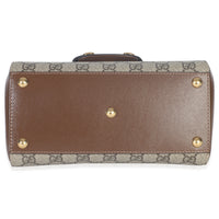 Gucci Beige GG Supreme Monogram Calfskin Mini Horsebit 1955 Top Handle Bag Handbag stamp