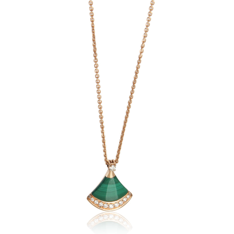 Rose Gold Malachite and Diamond Divas Dream Necklace