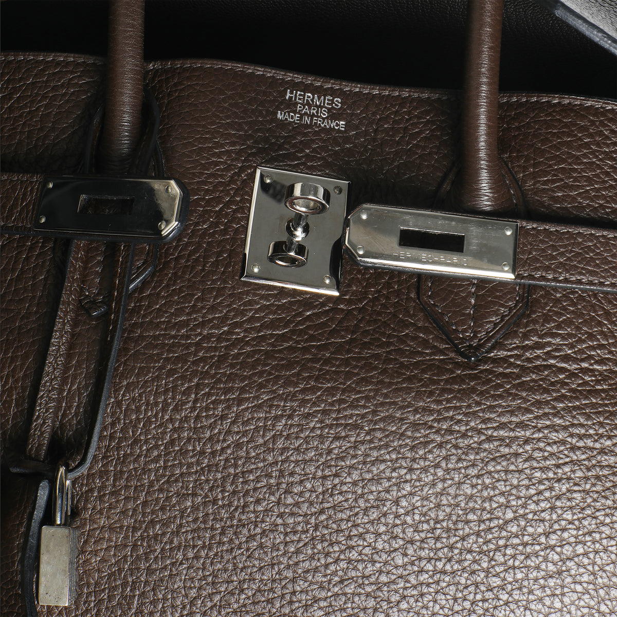Hermès Chocolat Clemence Birkin 35 PHW Handbag ad1