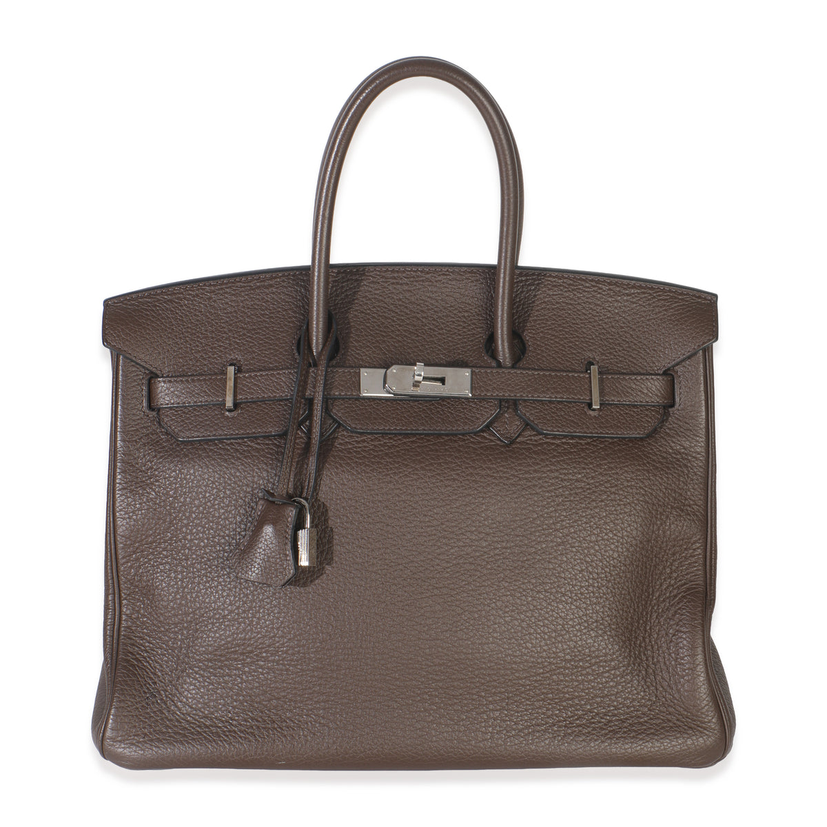 Hermès Chocolat Clemence Birkin 35 PHW Handbag fv