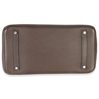 Hermès Chocolat Clemence Birkin 35 PHW Handbag stamp