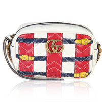 Gucci Trompe L'Oeil Print Calfskin Matelasse Small GG Marmont Camera Bag Handbag fv