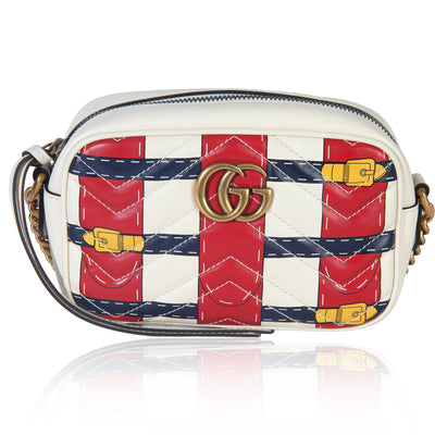 Trompe LOeil Print Calfskin Matelasse Small GG Marmont Camera Bag