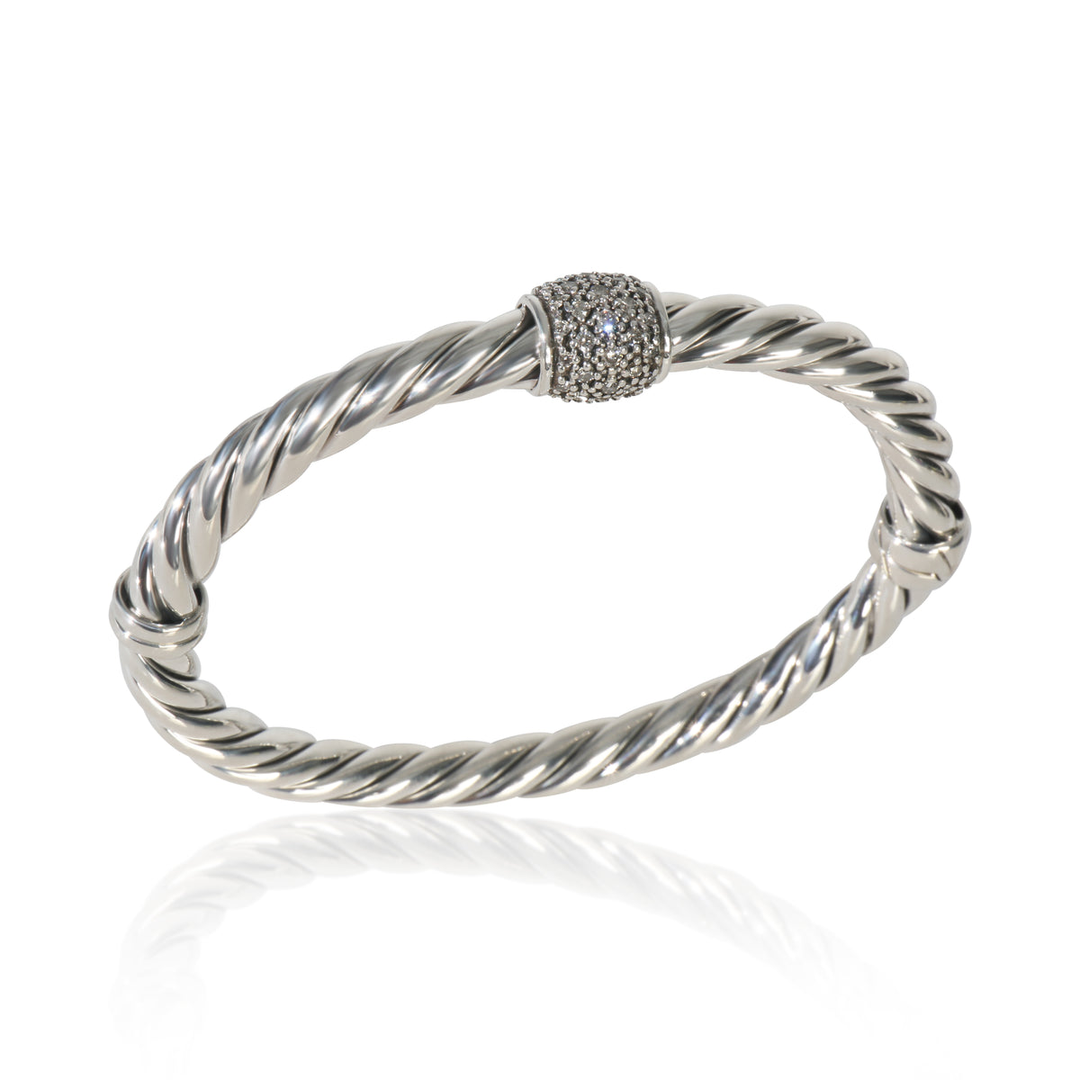 David Yurman Sterling Silver Diamond Metro Hinged Bracelet bv